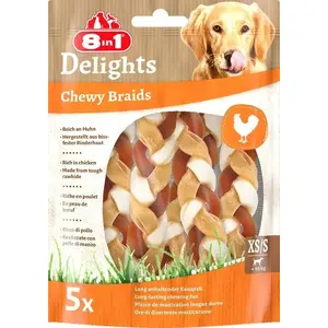 Лакомство для собак 8in1 Chewy Braids плетёный шнур XS/S 75 г