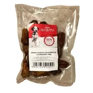 Suņu gardums Arami vistas kolagēna kubiņi 100 g — košļājams našķis