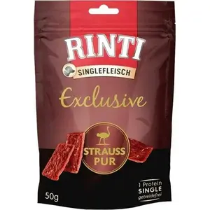 Лакомство для собак RINTI Monoprotein Страус 50 г — мономясное угощение