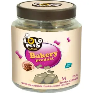 Лакомство для собак LOLO PETS CLASSIC Печенье «Косточки» шоколадные в банке M 210 г