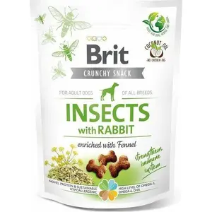 Лакомство для собак Brit Crunchy Snack Insects с кроликом 200 г — Brit, хрустящее лакомство 200 г