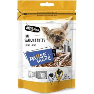 Лакомство для собак hau & miau Pausesnack мини-кусочки с курицей и треской 60 г