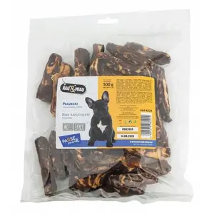 Dog treat sticks hau & miau Pausesnack — beef and cheese, 500 g bag