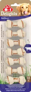 Suņu gardums 8in1 Beef Bones XS, liellopa garša, 84 g, bez glutēna, pieaugušiem suņiem