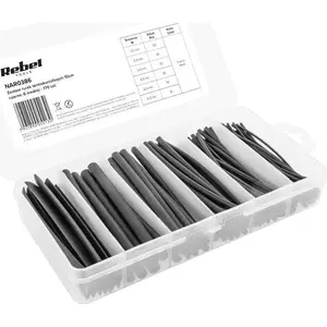Heat shrink tubing set Cabletech — 170 pcs, 10 cm black tubes, 6 diameters