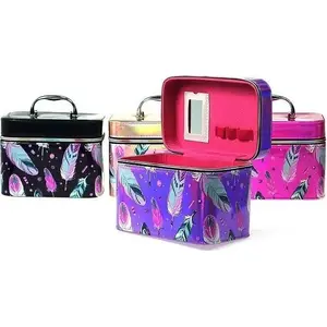 Makeup Case Adar with Mirror and Lock, Size L 23×17×15 cm, Mixed Colors