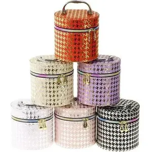 Storage box with mirror and lock Adar 14×13×14 cm — small cosmetic case, mix colors