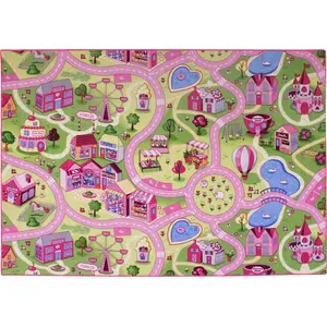Детский ковёр No name Sweet Town, розовый, 140 x 200 см