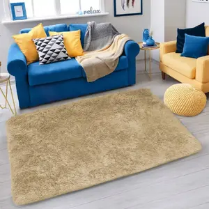 Ковер Strado Shaggy 160x220 см Cappuccino/Camel, светло-коричневый, ворсистый ковёр для гостиной