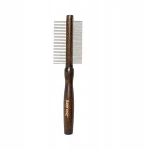 Divpusēja dzīvnieku ķemme Honeywell BK-14606 ar bērz koka rokturi un metāla zobi, 29/78 zobu, 5,4×18,9 cm