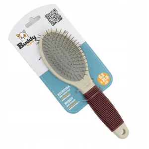 Pet brush Hobby BD-55260, double-sided, burgundy/white, 6.5 x 21.8 cm