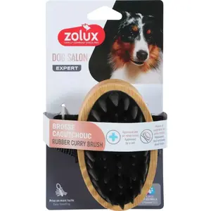 Dog massage rubber brush with wooden handle ZOLUX 470861 for grooming and deshedding