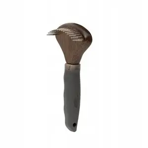 Щётка для ухода за животными GEKO BK-14655, ручка из бука, стальные зубцы, TPR-ручка, размер 9,5×17,5 см