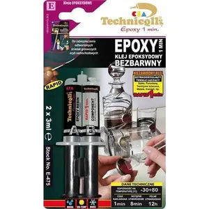 Epoksīda līme Technicqll 1 min caurspīdīga 2×3 ml — Technicqll 5559-uniw, universāla