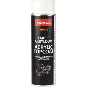 Novol Acryl Topcoat aerosols 500 ml — balts, spīdīgs