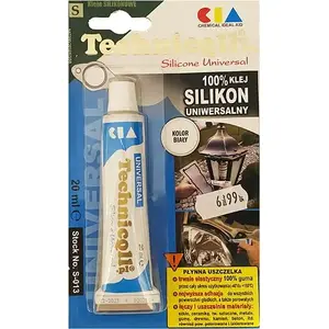 Hermētis Technicoll TECHNICOLL SILIKON UNIWERSAL.BIALY 20 ml — universāls balts silikons