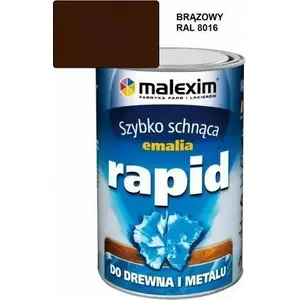 Алкидная бысcтросохнущая эмаль MALEXIM коричневый 8016 0,7 л
