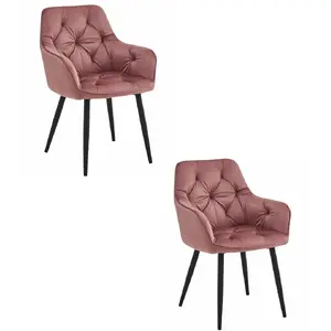 Chair LEOBERT JORK — velvet upholstery, black legs (pair)