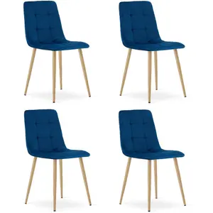 Upholstered dining chair LEOBERT KARA, navy velvet, set of 4