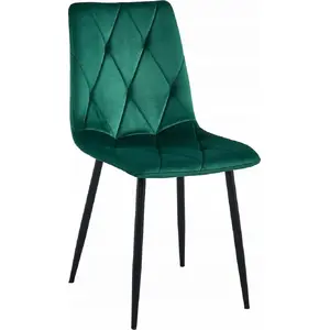 Chair LEOBERT LIBRA — dark green velvet upholstery, black legs, set of 4