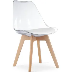 Chair LEOBERT MARK – transparent seat, natural wooden legs (4 pcs)