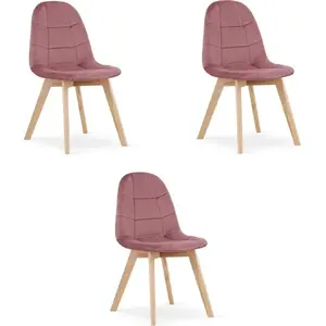 Chair LEOBERT BORA — velvet dark pink, set of 3