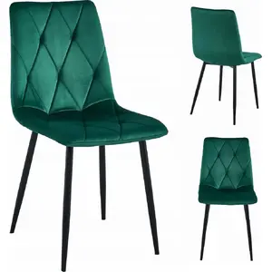 Chair LEOBERT LIBRA — dark green velvet upholstery, black legs