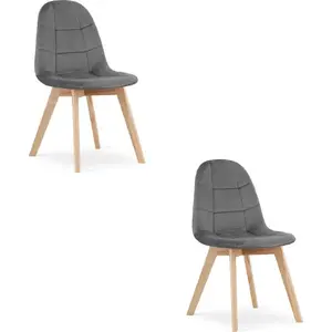 Armchair LEOBERT BORA — dark grey velvet, set of 2