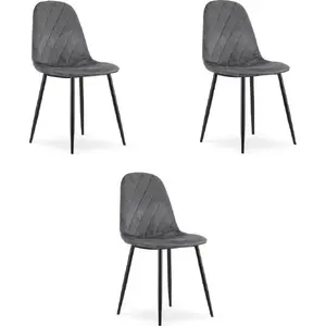 Chair LEOBERT ASTI — dark grey velvet, set of 3