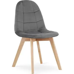Chair LEOBERT BORA — dark gray velvet upholstery, single unit