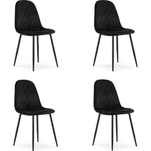 Chair LEOBERT ASTI — black velvet, set of 4