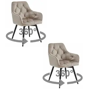 Armchair LEOBERT JORK360 — dark beige velvet upholstery, black legs, set of 2