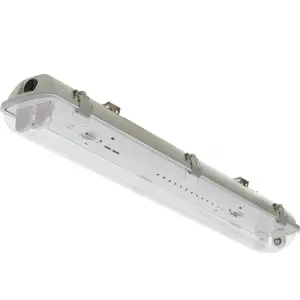 Loyal Lighting LED fixture for 2×60 cm LED tubes, IP65, AC 230V, single-sided feed, transparent cover