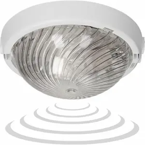 Outdoor light fitting ORNO 8080T-TRIO/MS/PL with microwave motion sensor, 75W, E27, IP44, IK10, transparent polycarbonate, cable glands