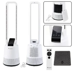 Floor bladeless fan Lean model 26652 with oscillation, LCD display, timer and remote