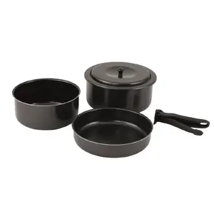 Pot set Outwell Banquet Set L — aluminium cookware, black, compact camping pot set