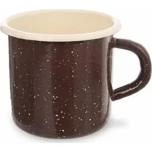 Enamel Mug ORION 400 ml, 8 cm diameter, brown retro design, model 113162