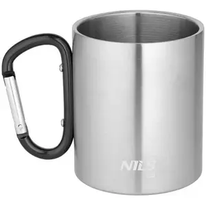 Camping Mug Nils Extreme NC17110 — 330 ml Stainless Steel with Carabiner, Black