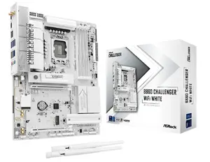 ASRock B860 Challenger WiFi White Motherboard, Intel LGA 1851, ATX, DDR5, Wi-Fi 7