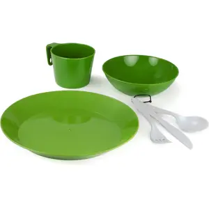 Cookware set gsi outdoors Cascadian 1 Person Table Set Green – compact picnic and camping tableware for one
