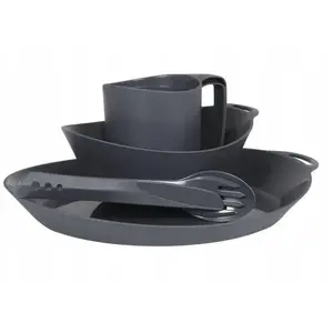 Dinnerware set LIFEVENTURE Ellipse 4-piece — bowl, plate, mug, KFS, graphite