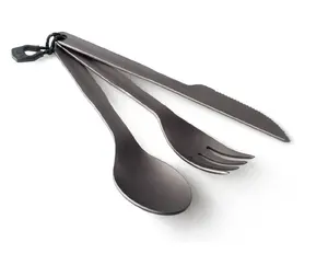 Utensil set GSI Outdoors Halulite 3-piece ring cutlery, anthracite, 183 mm