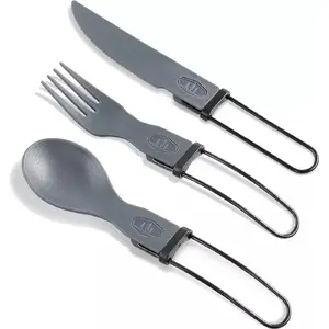 Folding Cutlery Set gsi outdoors Tekk Trio — compact grey camping utensil set
