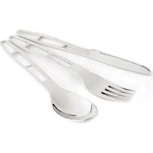 GSI Outdoors Glacier Stainless 3-piece Cutlery Set — stainless steel camping utensil set