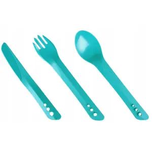 Cutlery set LIFEVENTURE Ellipse Cutlery Set, Teal — compact travel utensils, 3-piece lightweight set