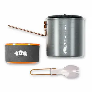 Camping cookware set GSI Outdoors 50276 — aluminium pots and nylon handles, 309 g, multi-colour