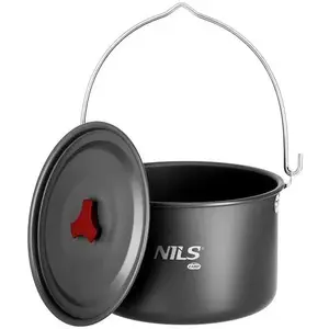 Camping Pot with Lid 4 L - nils extreme NC17117, stainless-steel cookware for outdoor cooking