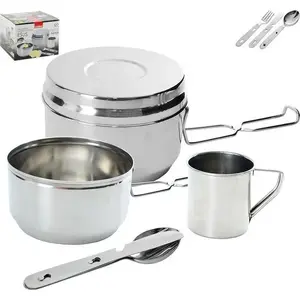 Camping Mess Kit ORION 7-piece set ORION, stainless cookware for hiking and outdoor use