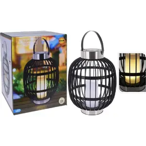 Outdoor solar LED lantern ProGarden 35 cm, black, flickering candle effect