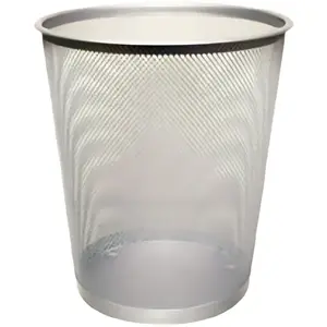 Waste container Q-Connect KF00849 — round metal bin, Ø 29.5 cm, height 354 mm, silver